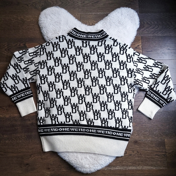 Welldone Unisex Wool Cashmere All Over Logo Knit Jumper Sweater - Picture 10 of 12
